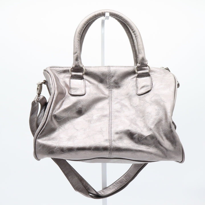 Unbranded Satchel Women Medium Pewter Metallic Crossbody Buckle Silver Excellent