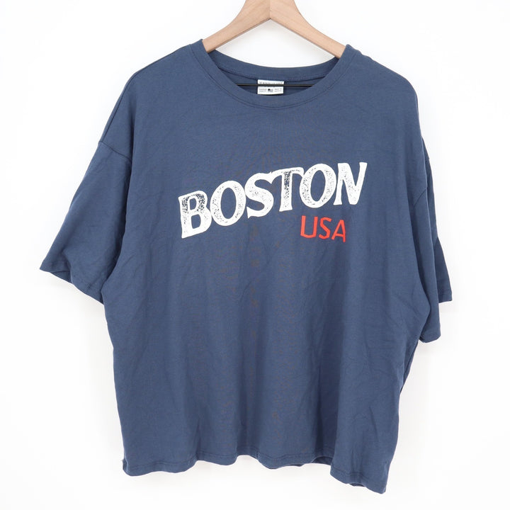 Where Im From Boston USA Graphic T-Shirt Women's XL Navy Blue Cotton Boxy Fit