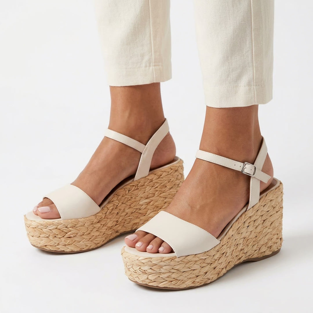 Universal Thread Cream Woven Espadrille Platform Wedge Sandals 9.5
