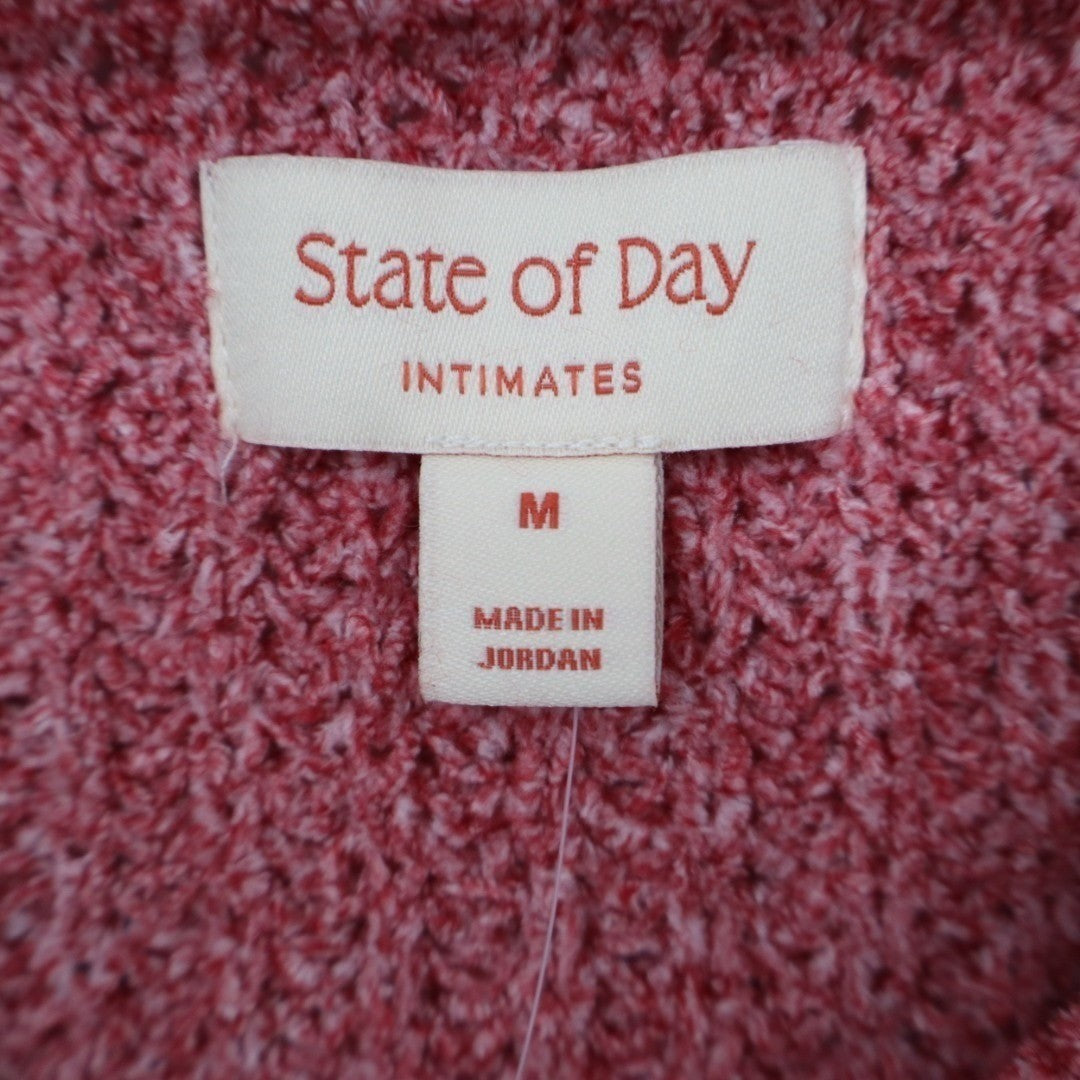 State of Day Intimates 2-PC Pajamas Set Womens M Rust Open Knit V-Neck Sleepwear
