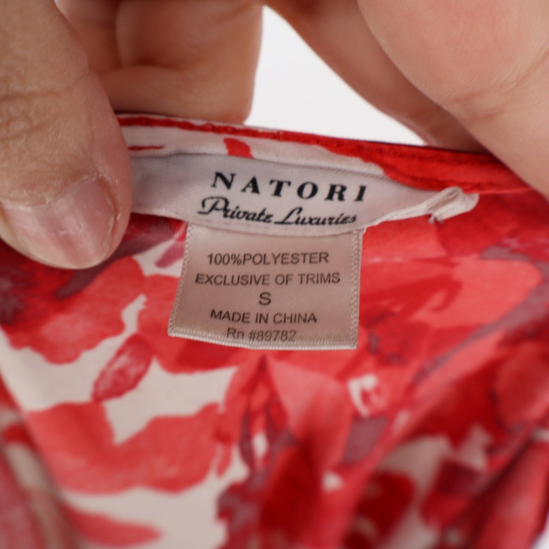 Natori Private Luxuries Red White Floral Abstract Slip Dress Midi Small DVA 971
