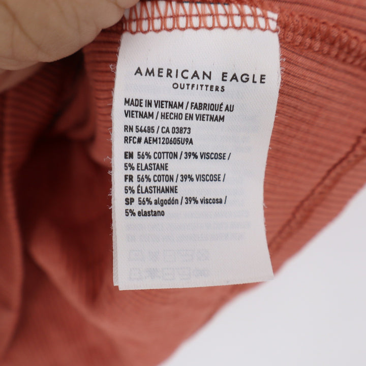 American Eagle Henley Tank Top Small Rust Terracotta Ribbed Knit Scoop Neck