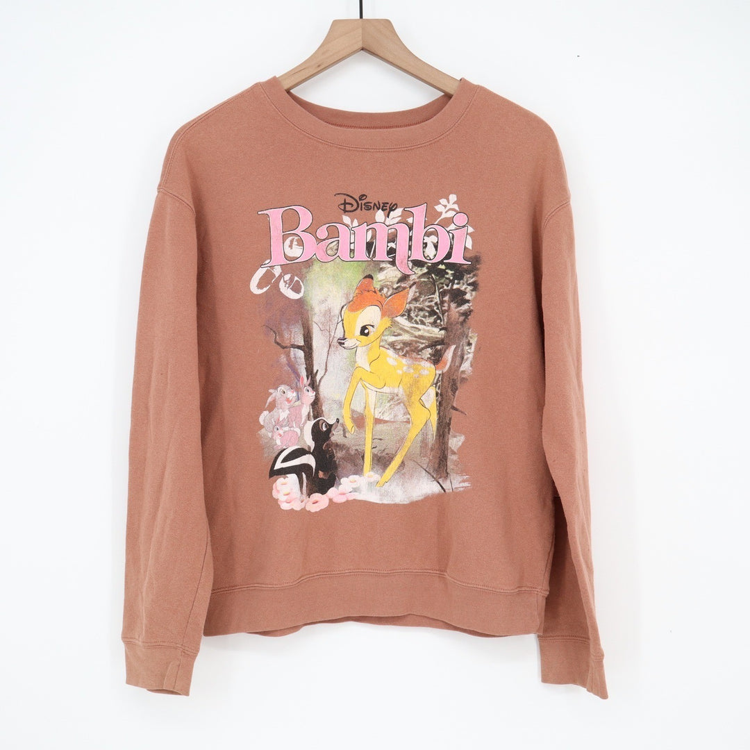 Disney Bambi Graphic Sweatshirt Brown Terracotta Crewneck Pullover Medium