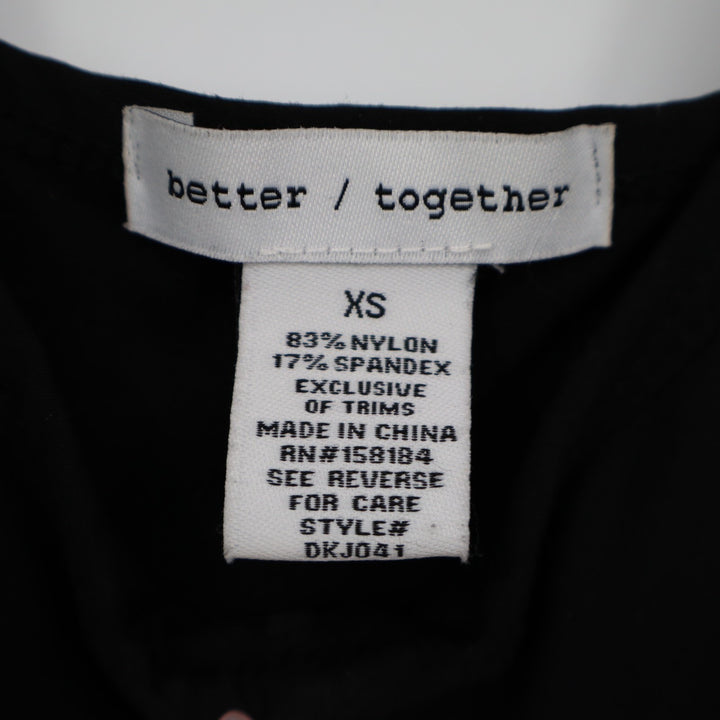 Better Together Mini Dress Womens XS Black Stretch Pleated Adjustable Strap