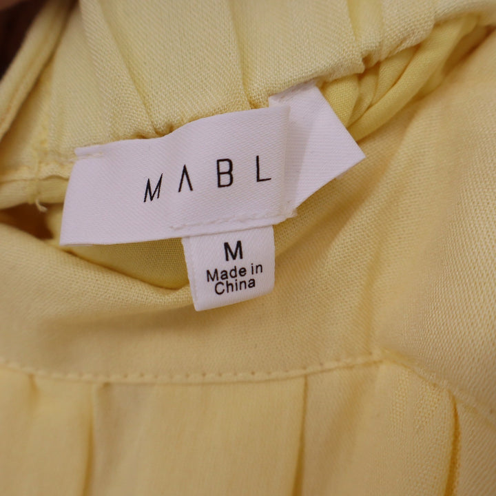 MABL Yellow Ruffle Strap Button Front Tiered Midi Dress Size M
