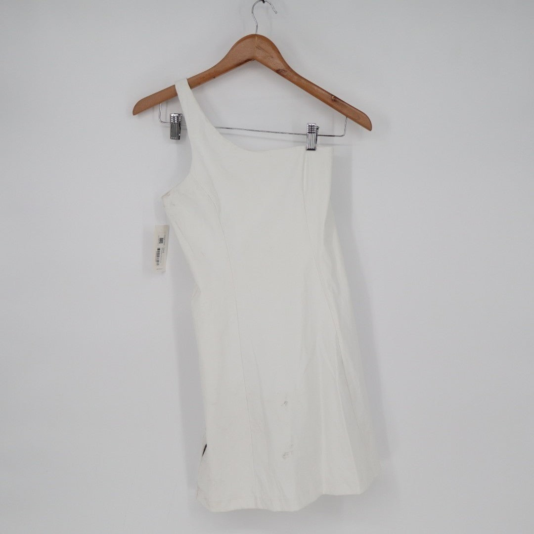 Outdoor Voices Mini Dress Womens XS White Stretch Liner One Shoulder Sleeveless