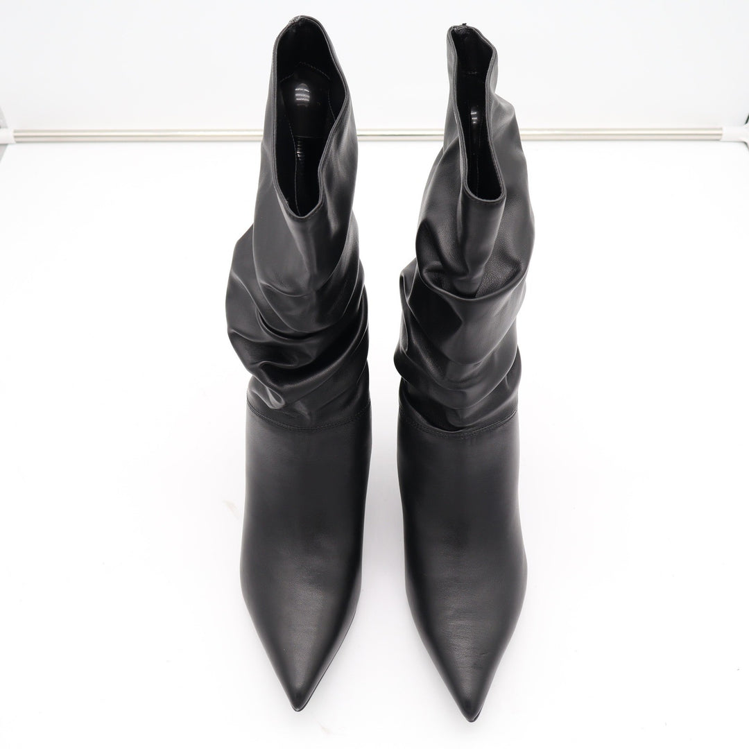 Marc Fisher Marya2 Black Slouchy Pointed Toe Kitten Heel Mid-Calf Boots 7M