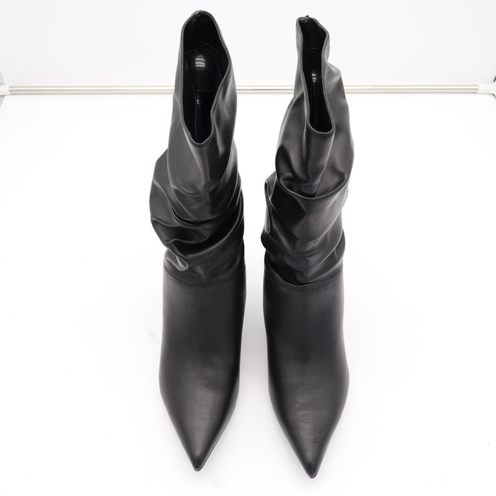 Marc Fisher Marya2 Black Slouchy Pointed Toe Kitten Heel Mid-Calf Boots 7M