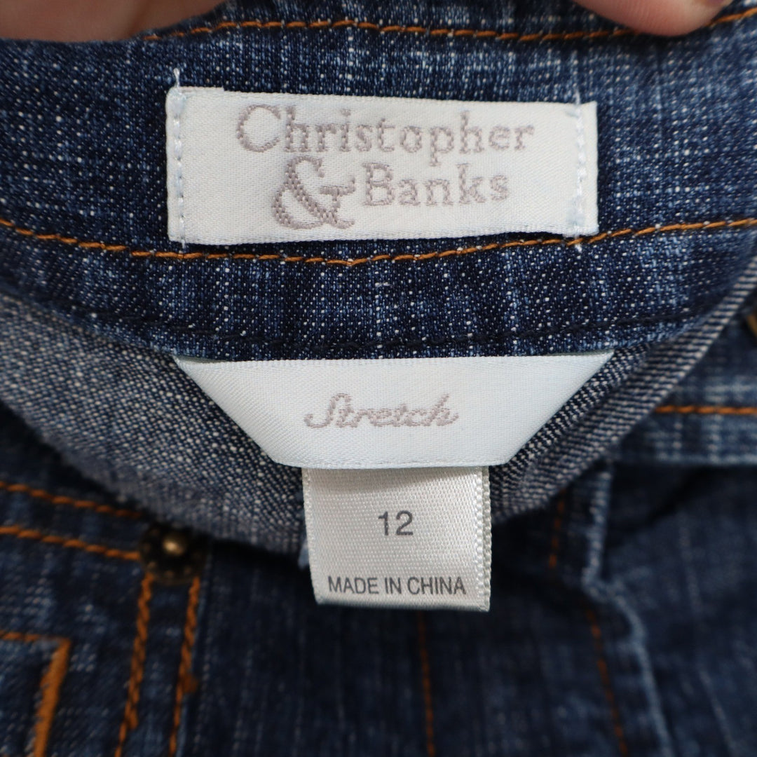 Christopher & Banks Womens Size 12 Dark Wash Stretch Denim A-Line Skirt