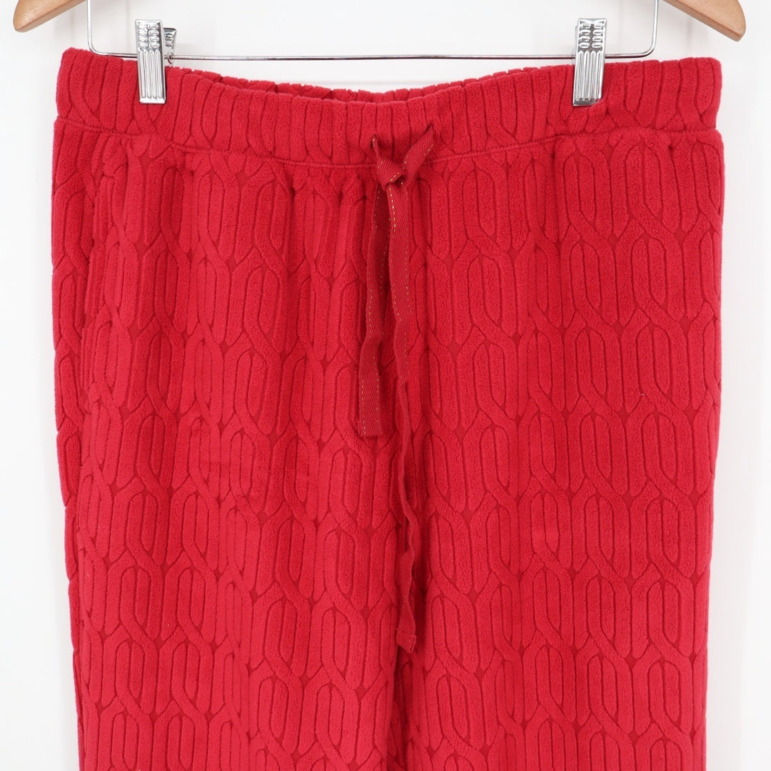 Roudelain 2-PC Pajama Set Womens Medium Red Cable Knit Stretch Ribbed Straight