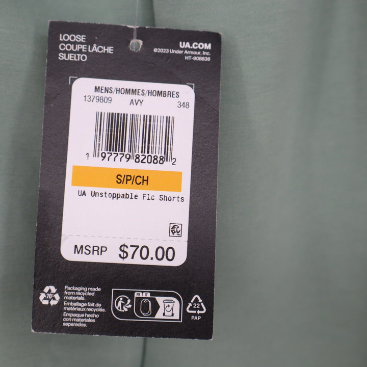 Under Armour Mens Unstoppable Fleece Shorts Sage Green Size Small NEW