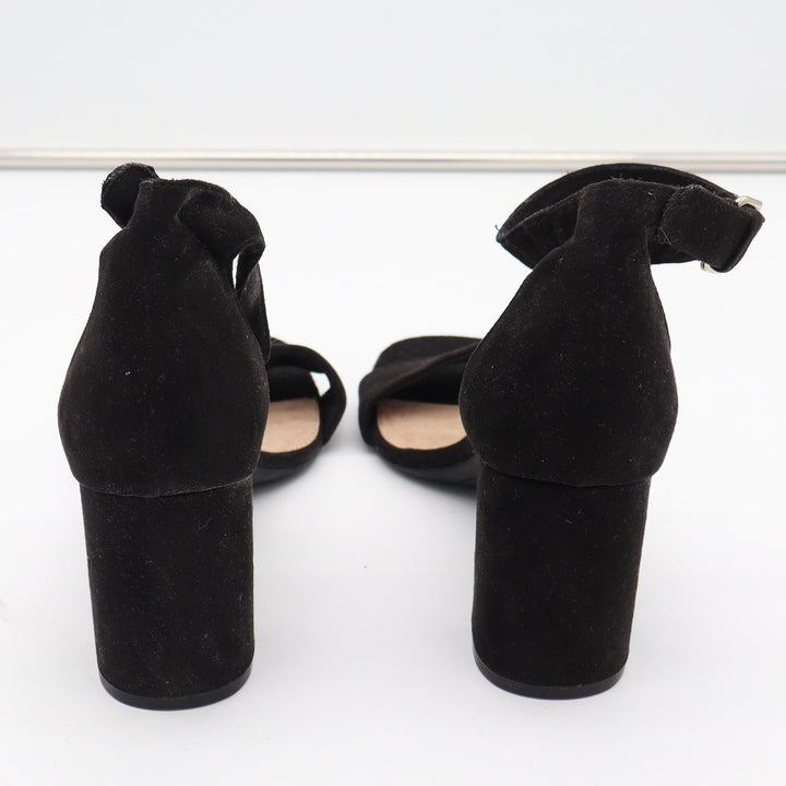 Old Navy Suede Party Block Heel Sandals Blackjack Black Ankle Strap Womens 9