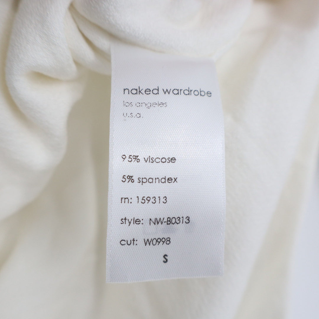 Naked Wardrobe Cream White Turtleneck Long Sleeve Bodysuit Small