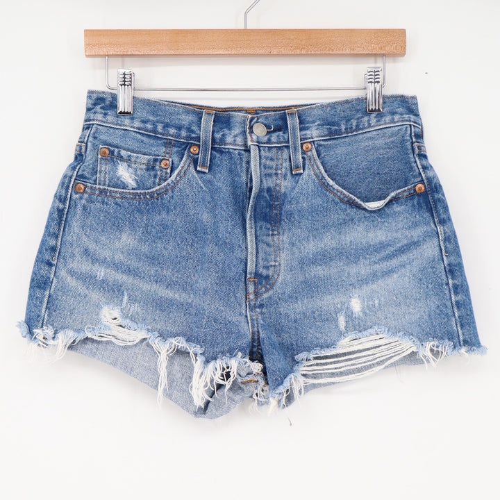 Levi's Shorts Womens 27 501 Original Premium Blue Distressed Cut Off Excellent
