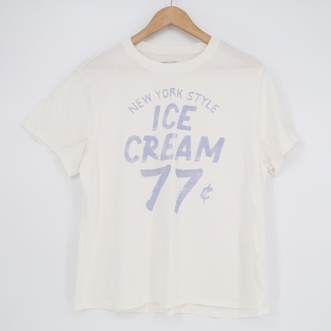 American Eagle New York Style Ice Cream 77c Graphic Tee Cream Purple Large