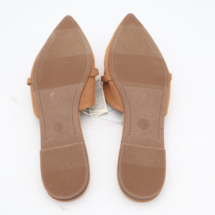 Old Navy Womens Faux Suede Pointed Toe Fashion Mule Flats Camel Tan Size 9 NEW