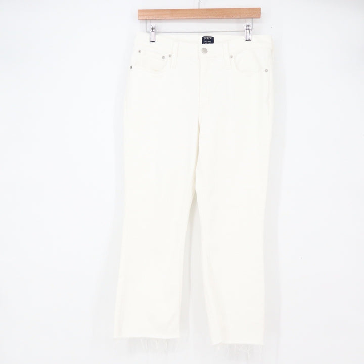 J.Crew Jeans Womens 30 Mid-Rise Flare Crop White Raw Hem Excellent