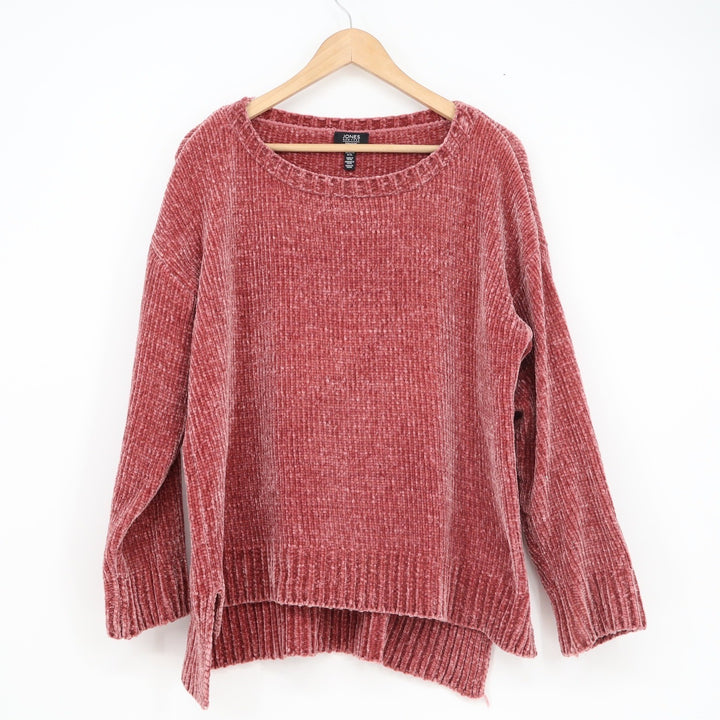 Jones New York Signature Pink Chenille Ribbed Crew Neck Sweater Womens XL