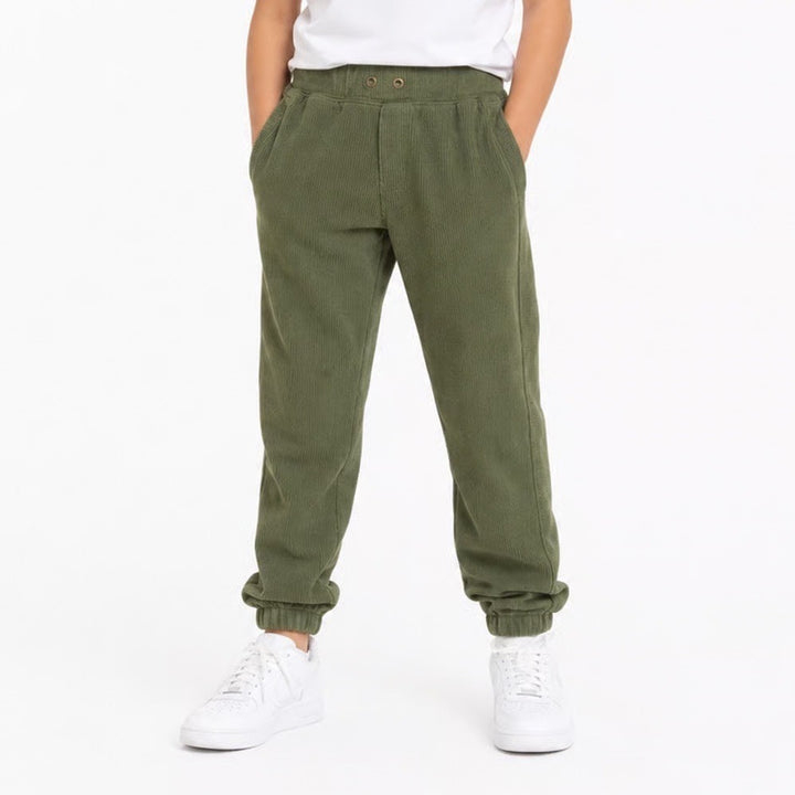 Cat & Jack Boys XL 14 Ribbed Jogger Pants Olive Green Elastic Waist Pockets