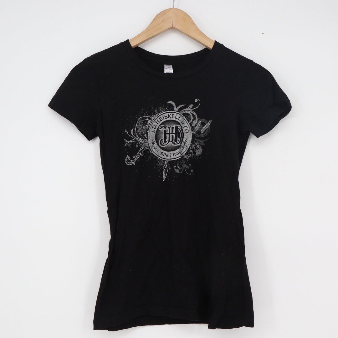 Bella Womens Black J.D. Heiskell & Co Graphic Tee Short Sleeve Slim Fit Small
