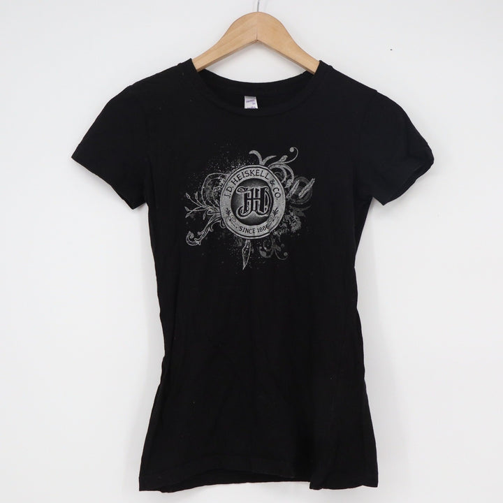 Bella Womens Black J.D. Heiskell & Co Graphic Tee Short Sleeve Slim Fit Small