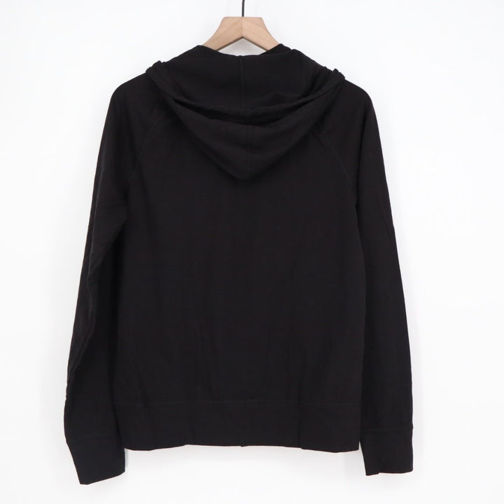 American Giant Hoodie Women Small Black Full Zip Logo Pockets Ribbed Hem Outdoor