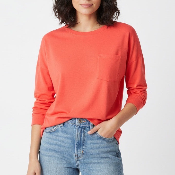 Sanctuary Sweatshirt Womens Small Strawberry Stretch Crew Neck Pocket Outdoor