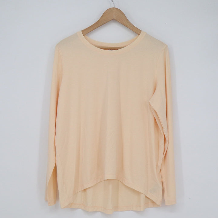 Athleta Womens Peach Long Sleeve High Low Back Pleat Active Top Size M
