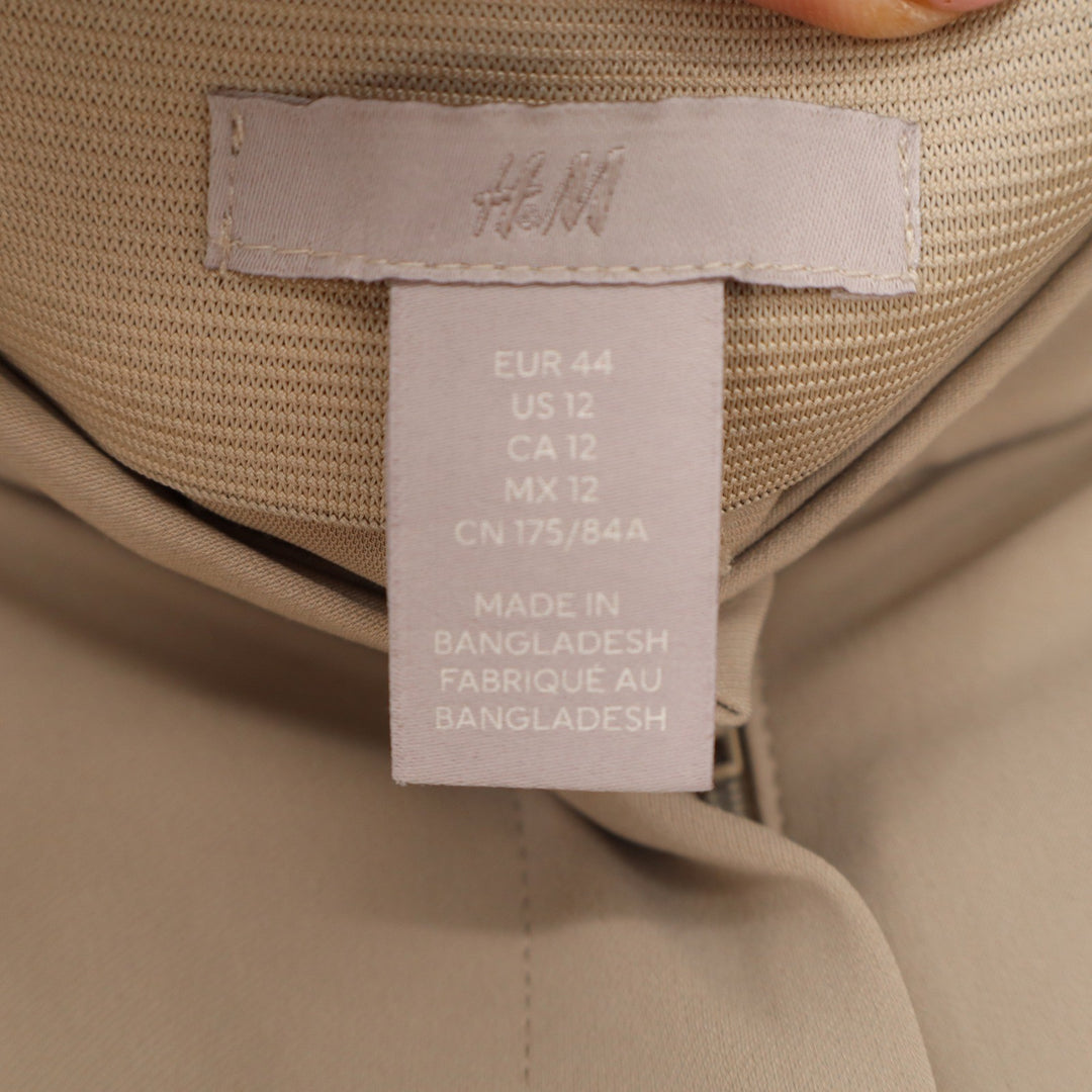 HM Womens Beige Wide Leg Pleated High Waist Dress Pants Trousers Size 12