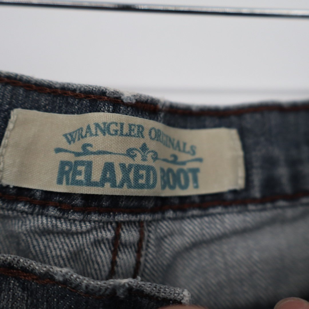 Wrangler Bootcut Jeans Mens 34x30 Blue Denim Preppy Distressed Comfy Relaxed Fit