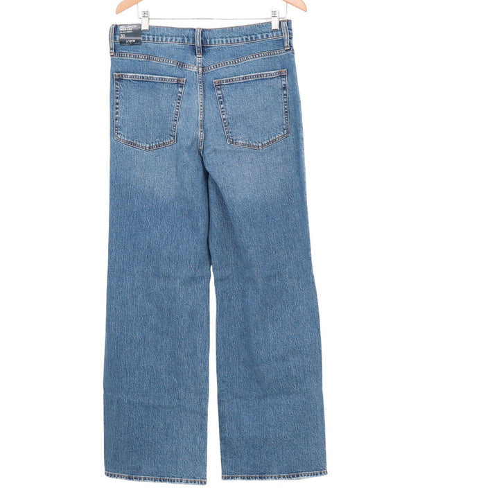 J.Crew Full Length Wide-Leg Jeans Blue Button Fly High Rise Size 31