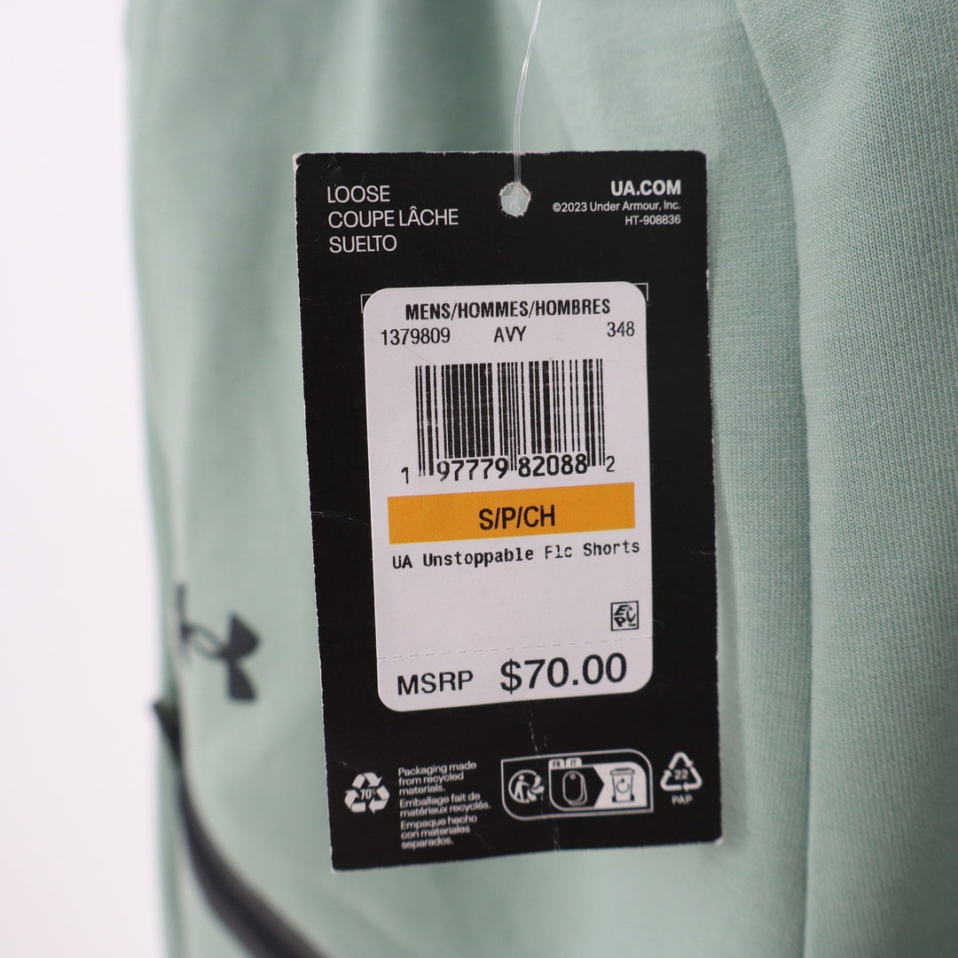 Under Armour Mens Unstoppable Fleece Shorts Sage Green Size S