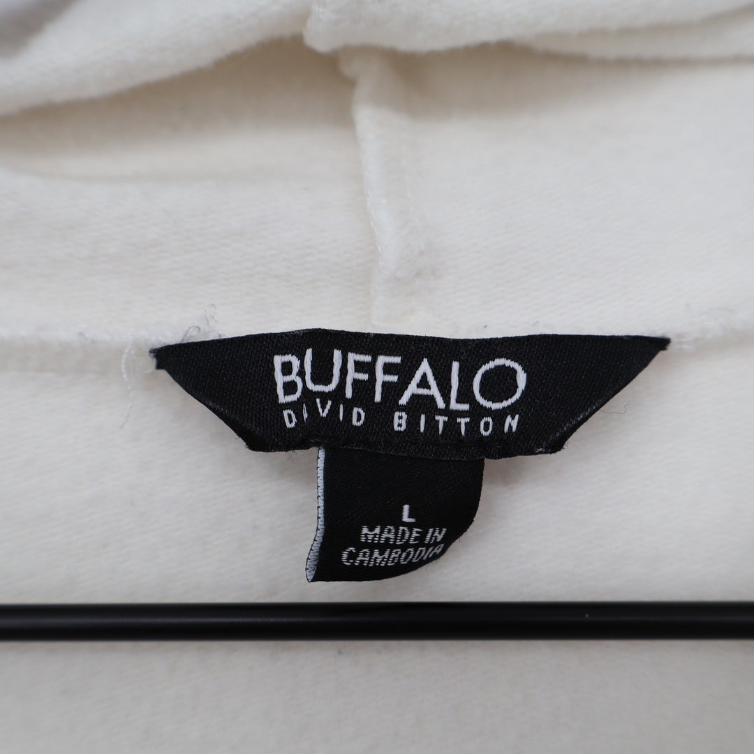 Buffalo David Bitton Cream Hoodie Pullover Long Sleeve Viscose Blend Large