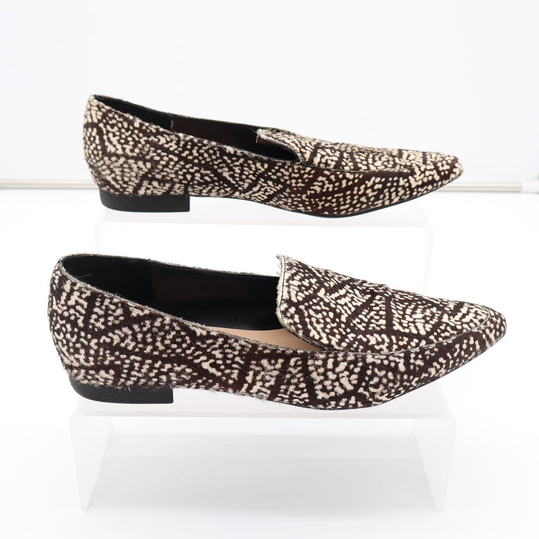 Bleecker & Bond Sonia Brown White Calf Hair Animal Print Pointed Toe Loafers 6M