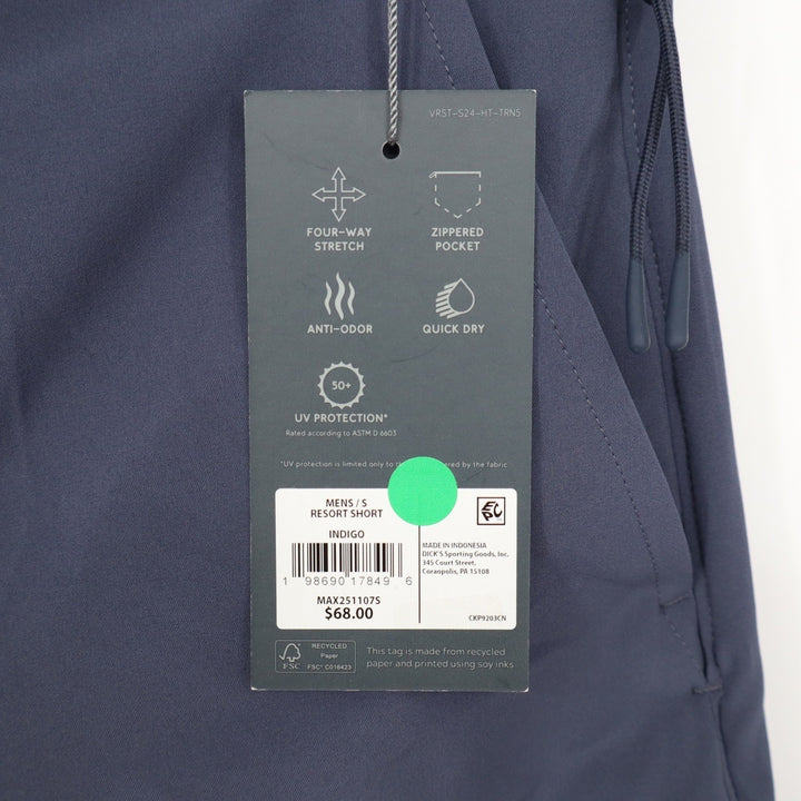 VRST Mens Resort Short Indigo Blue Size S 6 Inch Inseam NWT
