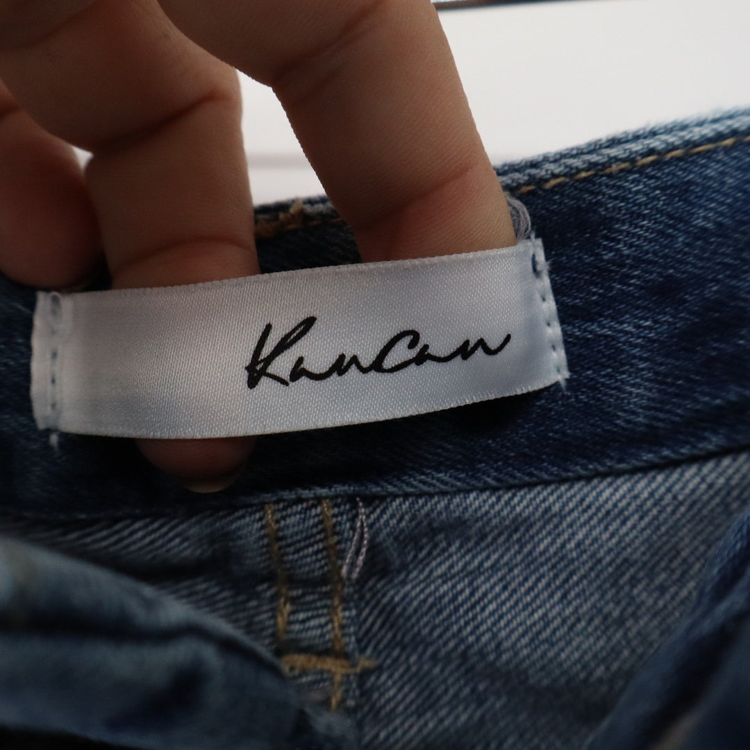 KanCan KC7392M Womens High Rise Button Fly Straight Leg Raw Hem Jeans Blue 5/26