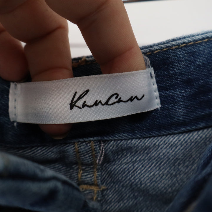 KanCan KC7392M Womens High Rise Button Fly Straight Leg Raw Hem Jeans Blue 5/26