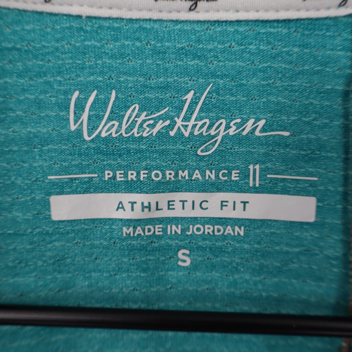 Walter Hagen Mens P11 Birdseye Performance Golf Polo Shirt Aqua Blue Heather S