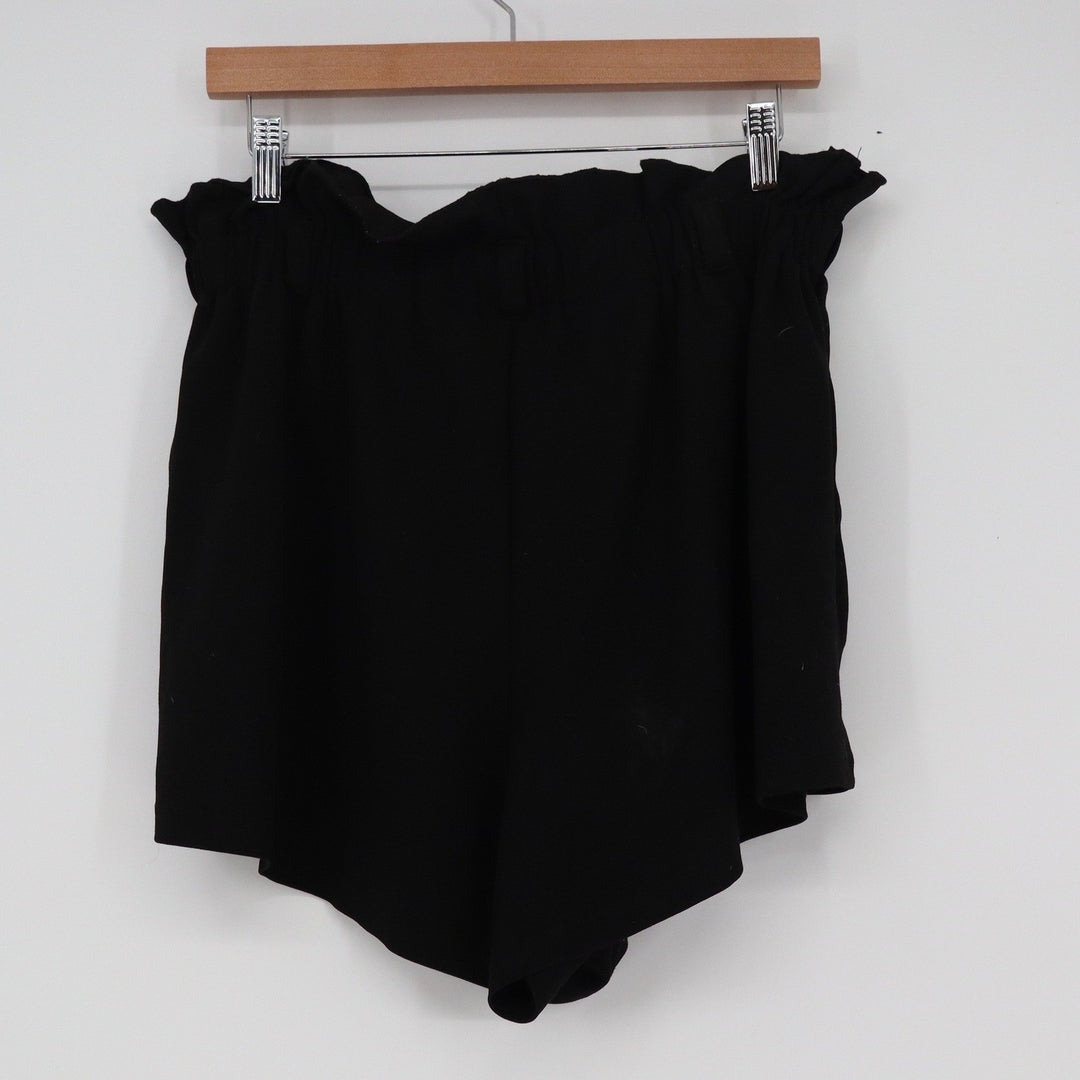 SHEIN Curve Black Paperbag Waist High Rise Shorts Size 0XL Plus