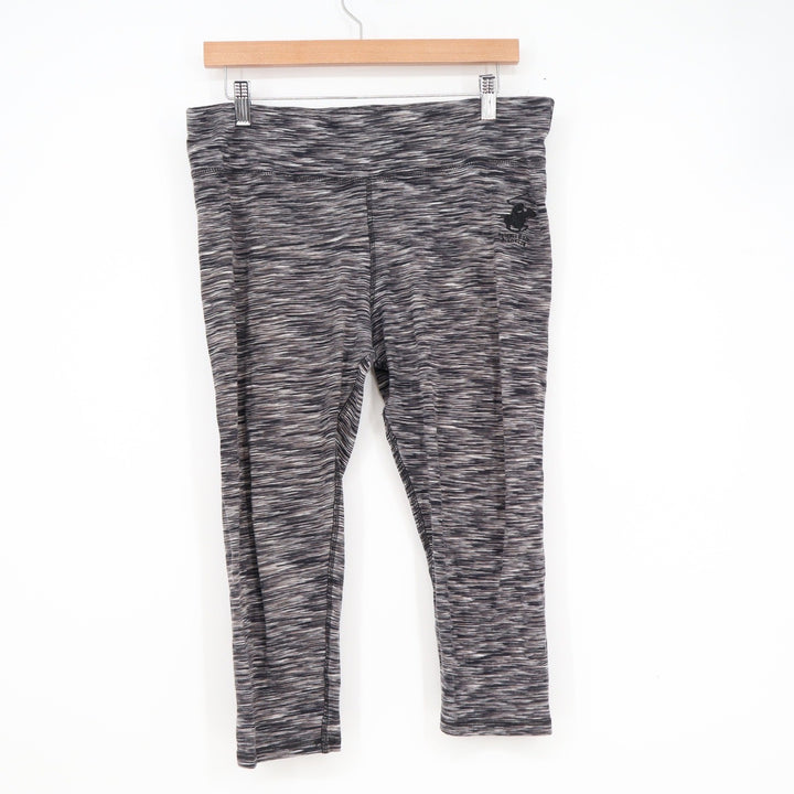 Beverly Hills Polo Club Womens XL Space Dye Cropped Leggings Black Gray Capri