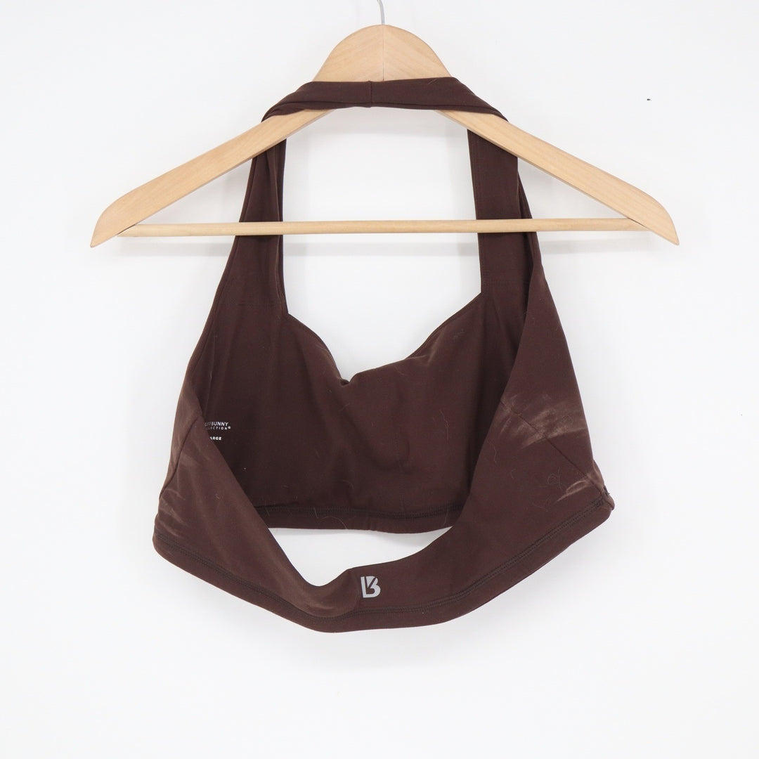Buffbunny Collection Brown Halter Neck Sports Bra Size XL Activewear Top