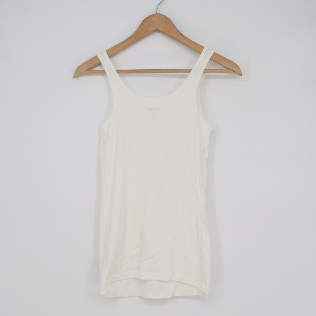 Old Navy Tami Tank Top Womens Small Off White Fitted Cotton Modal Stretch Scoop