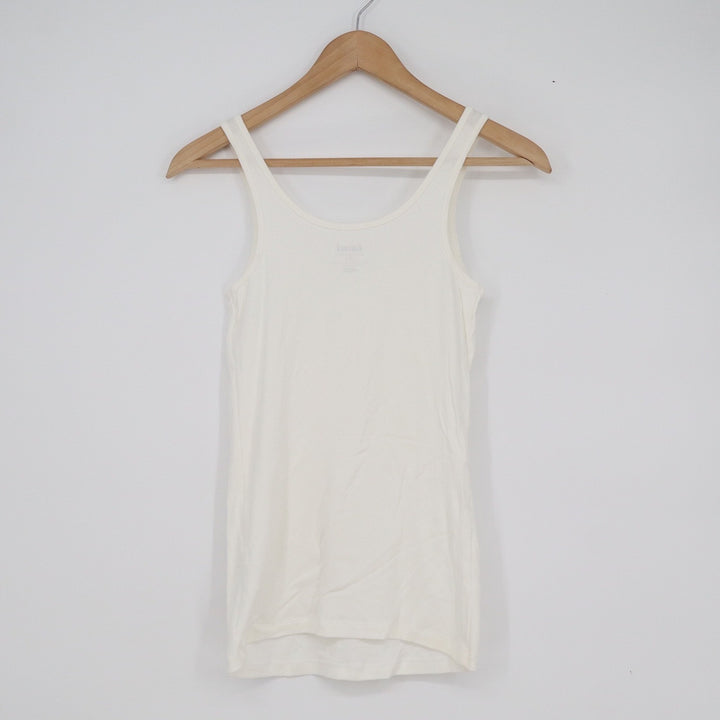 Old Navy Tami Tank Top Womens Small Off White Fitted Cotton Modal Stretch Scoop