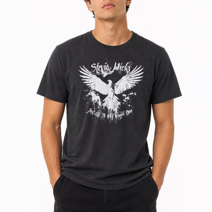 Stevie Nicks White Winged Dove Graphic T-Shirt Charcoal Gray Mens Large L