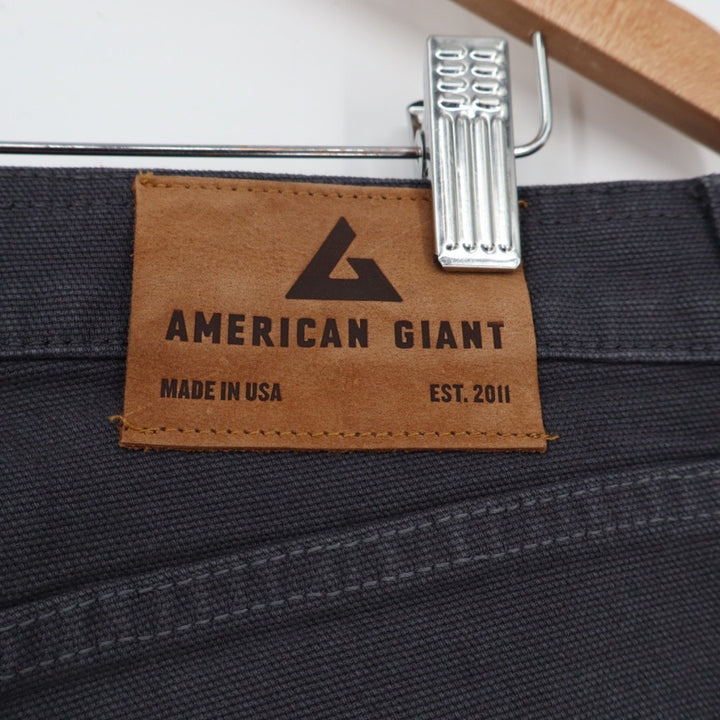 American Giant Roughneck Straight Jeans Mens 34x32 Charcoal Gray Canvas Mid Rise