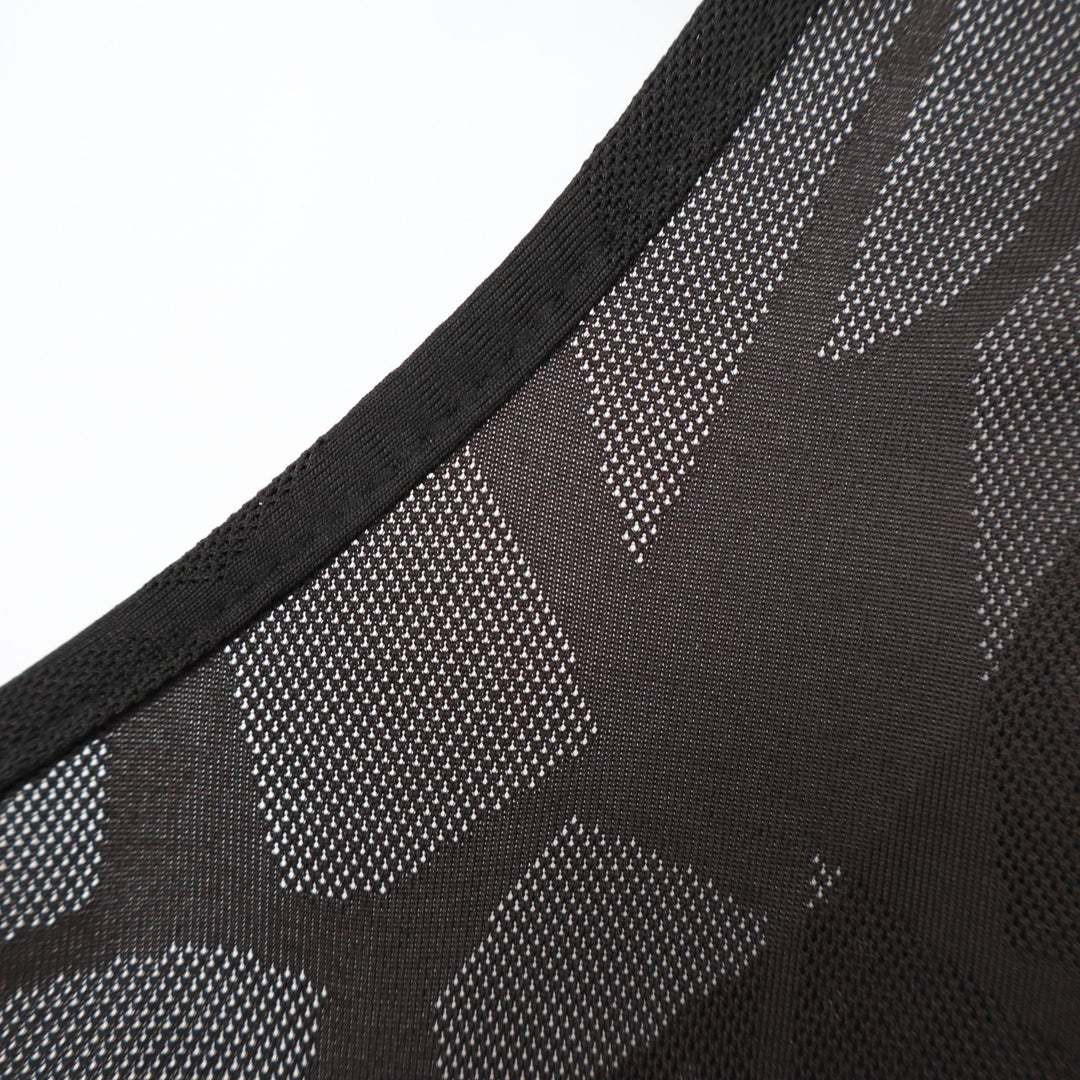 Tank Top Women Black Mesh Round Neck Wide Strap Yoga Running Activewear Pullover