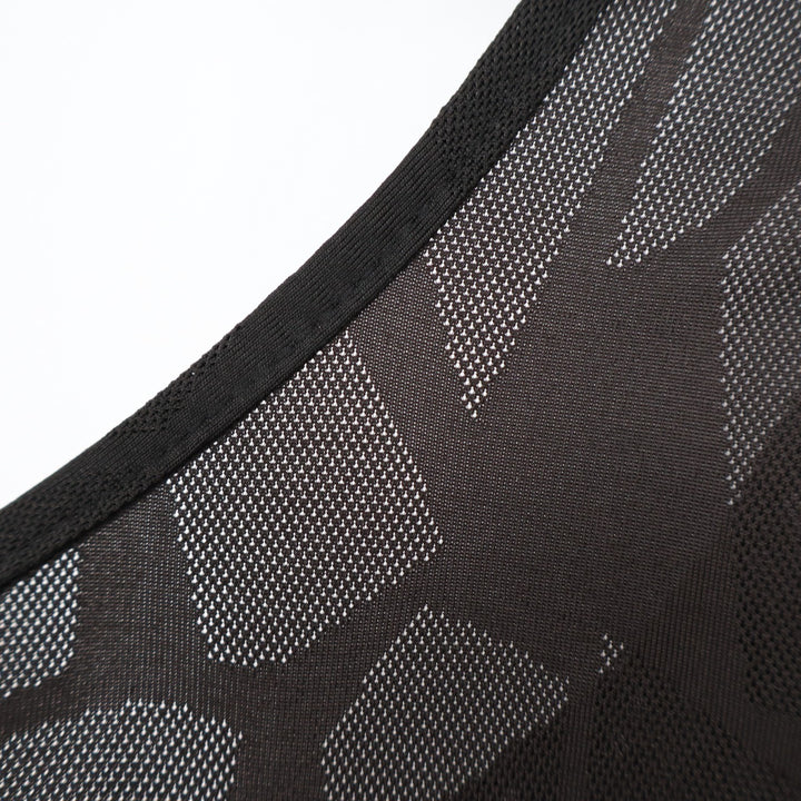 Tank Top Women Black Mesh Round Neck Wide Strap Yoga Running Activewear Pullover