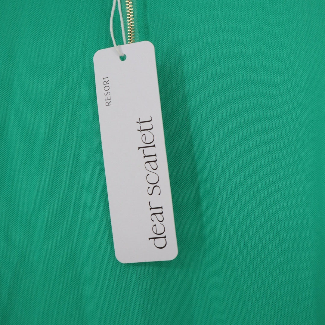 Dear Scarlett Sundial Green Sleeveless Quarter Zip Polo Top Large NWT