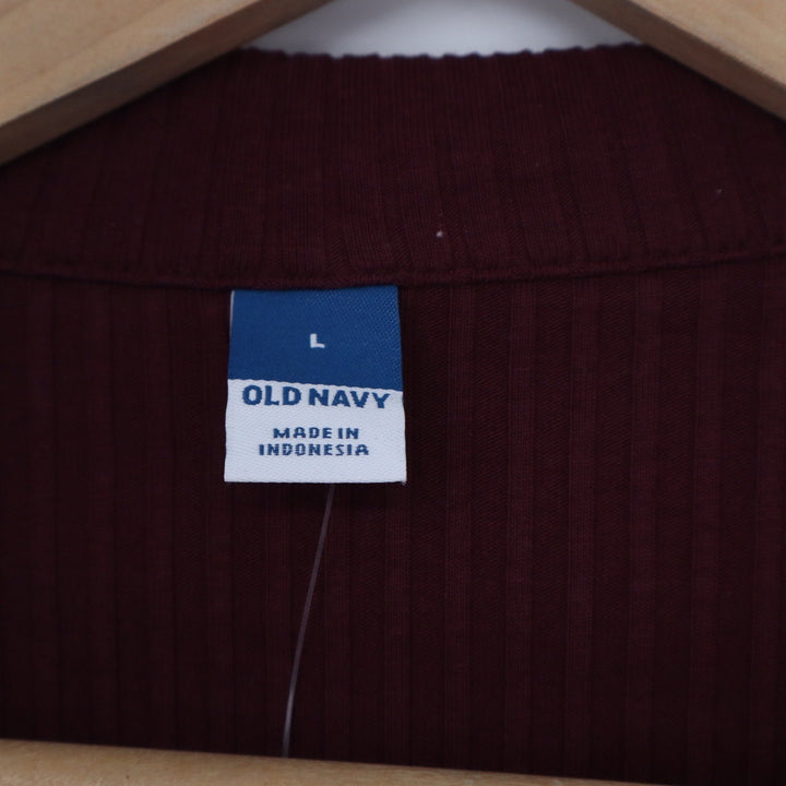 Old Navy Womens Ribbed Polo Cardigan Button Front Long Sleeve Burgundy Large