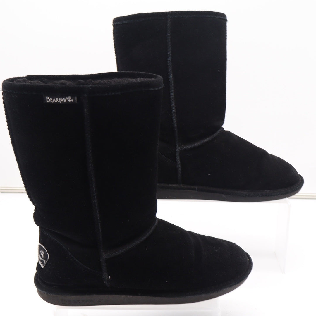 Bearpaw Elle Tall Black Suede Sheepskin Lining Winter Boots Womens Size 10